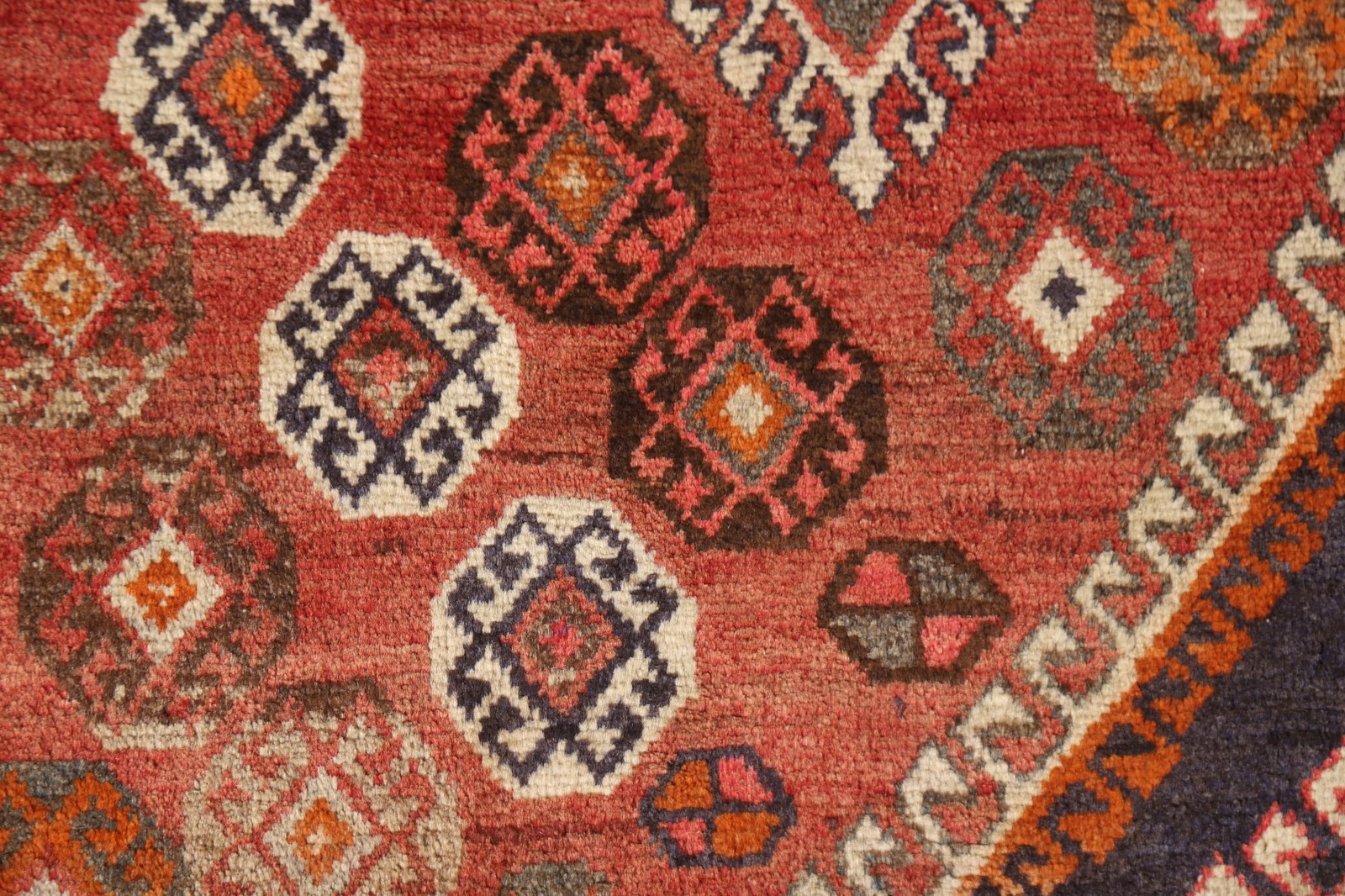 Geometric Rust Wool Area Rug 5×8 Vintage Tribal Traditional Handmade Carpet