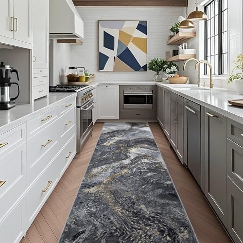 Abstract 2×6 Runner Rug: Modern Washable Rug for Entryway Hallway Bedside
