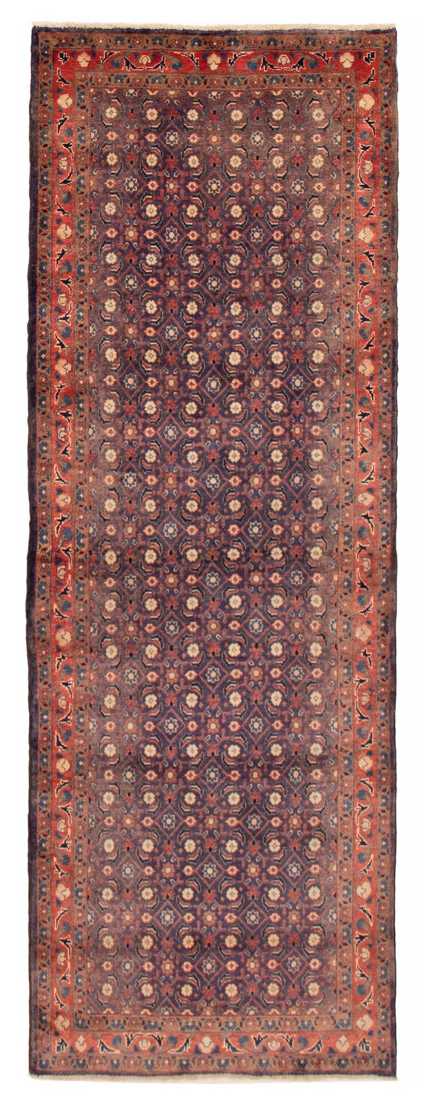 Vintage Hand-knotted Runner Rug 3’7″ x 10’0″ Traditional Oriental Wool Carpet