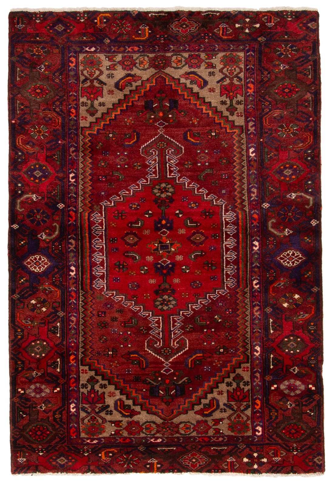 Vintage 4’1″ x 6’1″ Traditional Hand Knotted Vegetable Dye Wool Area Rug