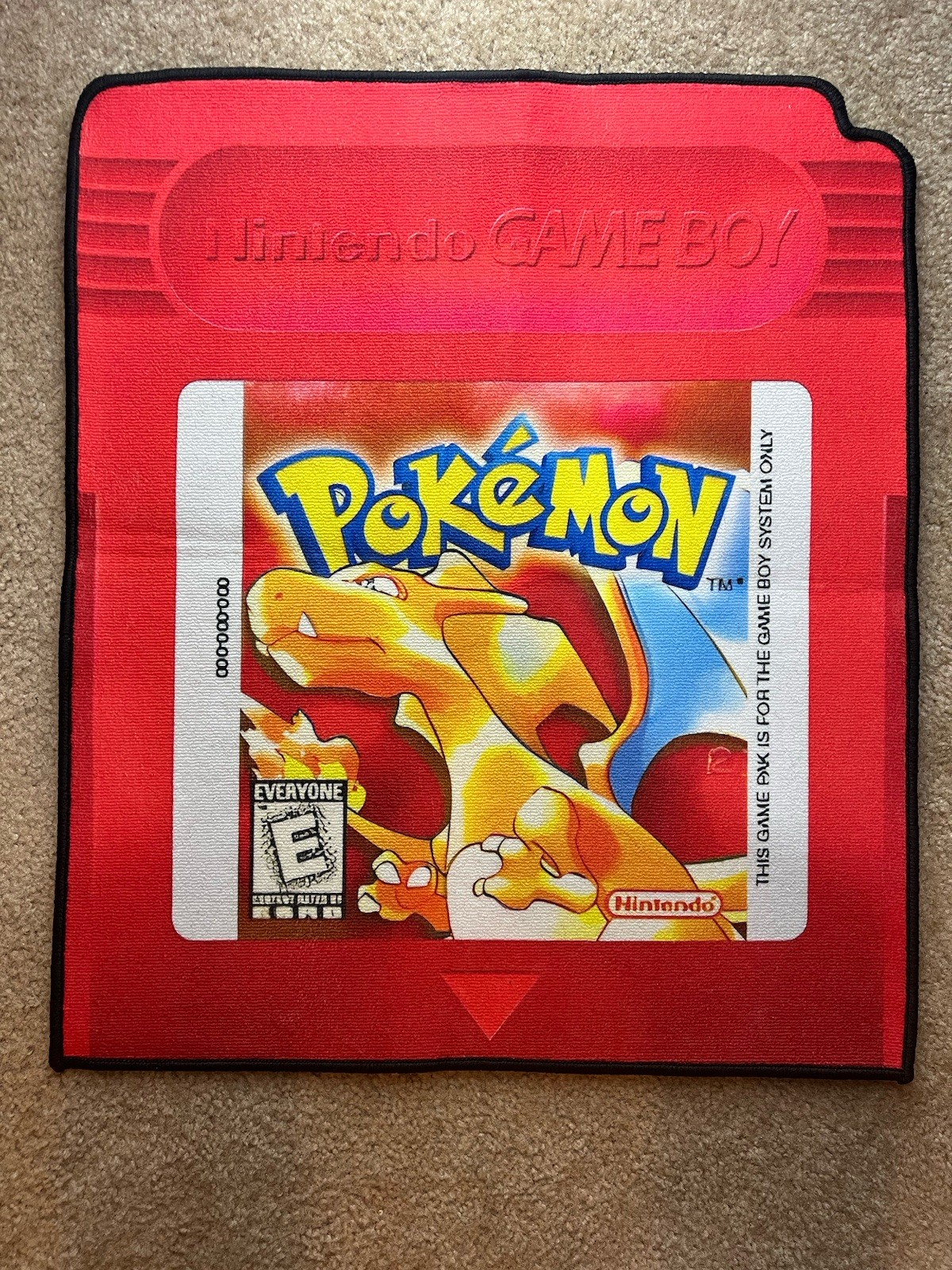 Pokémon Red Version Gameboy Cartridge Floor Mat Good Size *Rug* 27 in X 23 in
