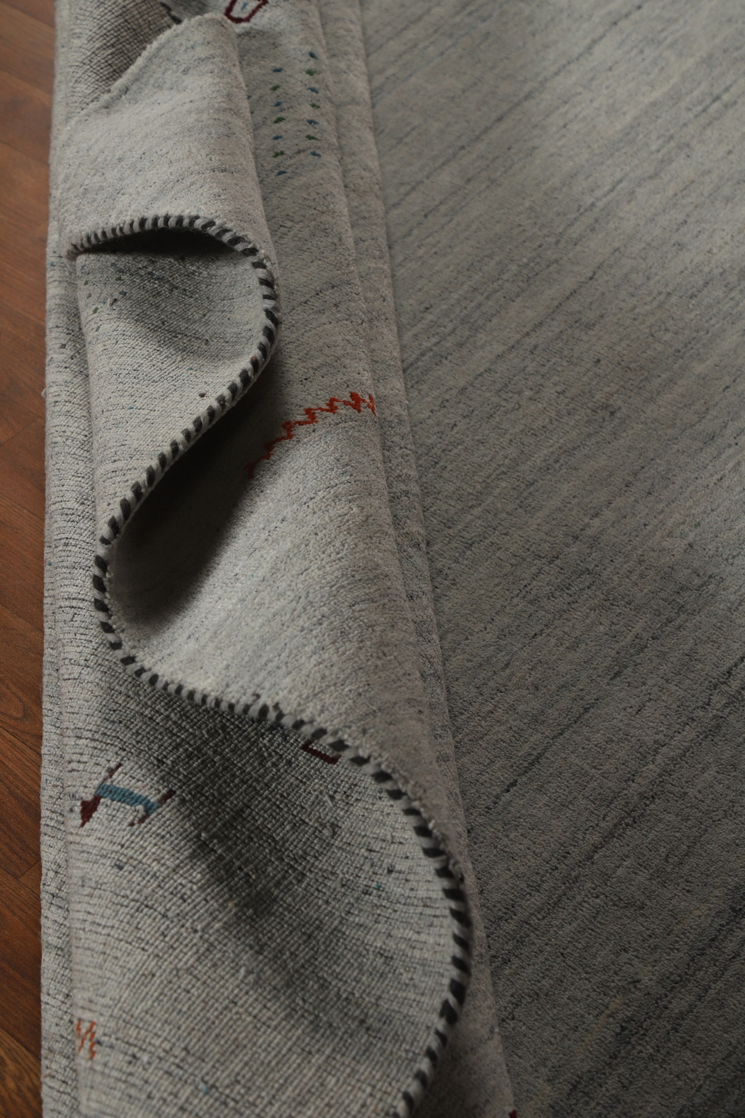 Artisan-crafted Grey Gabbeh Rug Wool Handmade Living Room Carpet 8×10 ft.