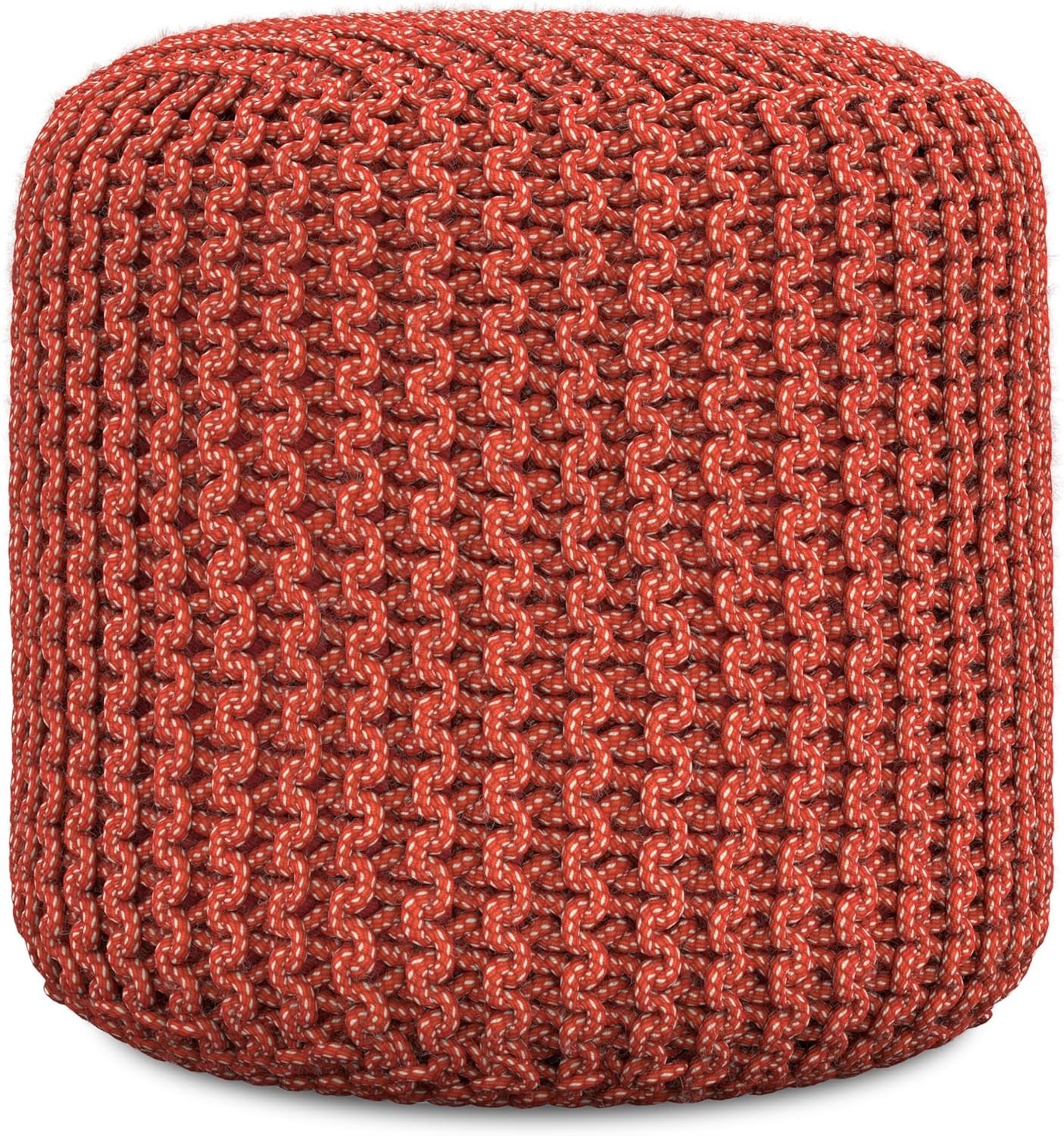 Wynne Round Knitted Pouf – 18 inch -Wide Upholstered PET Polyester Ottoman