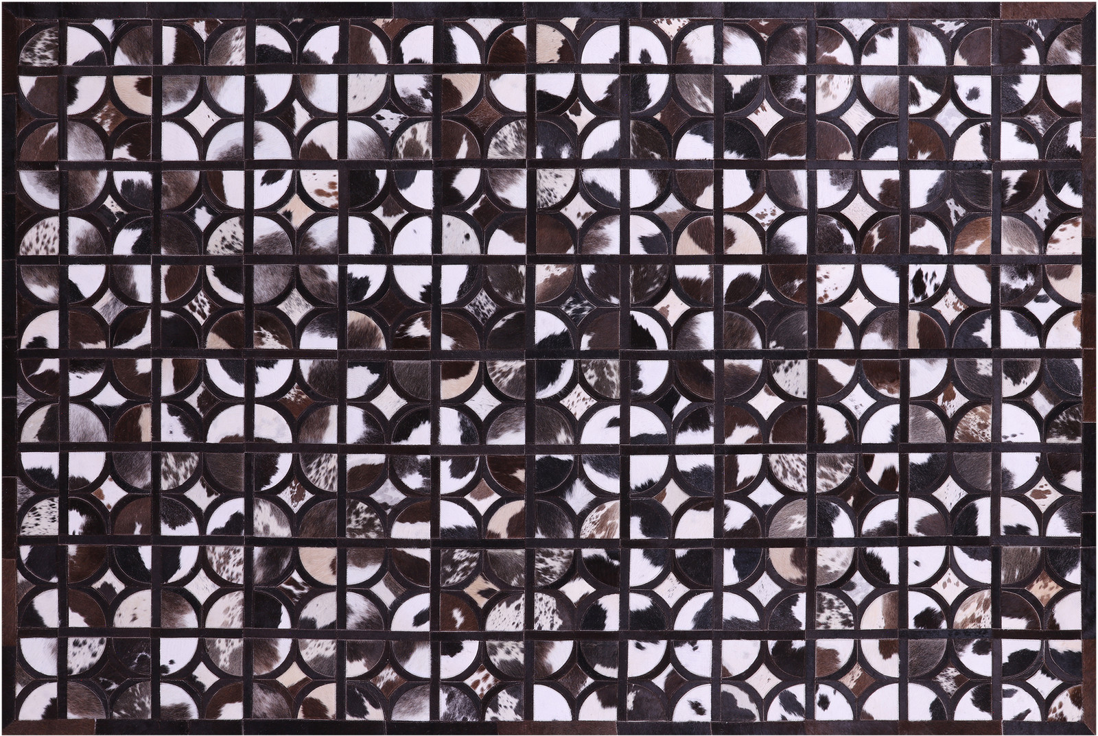 6′ 0″ X 9′ 0″ Brown & White Black Natural Cowhide Hand Stitched Rug – C5713
