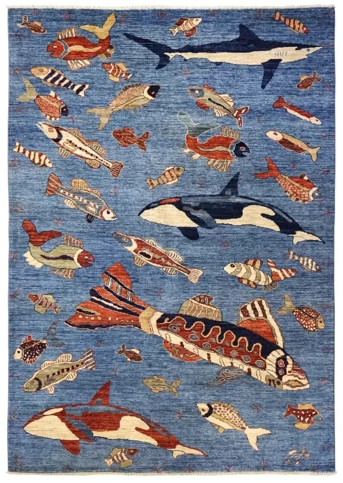 Pictorial Orca fish Hand tufted Rug Beautiful color 100% wool Large Carpet & Rug