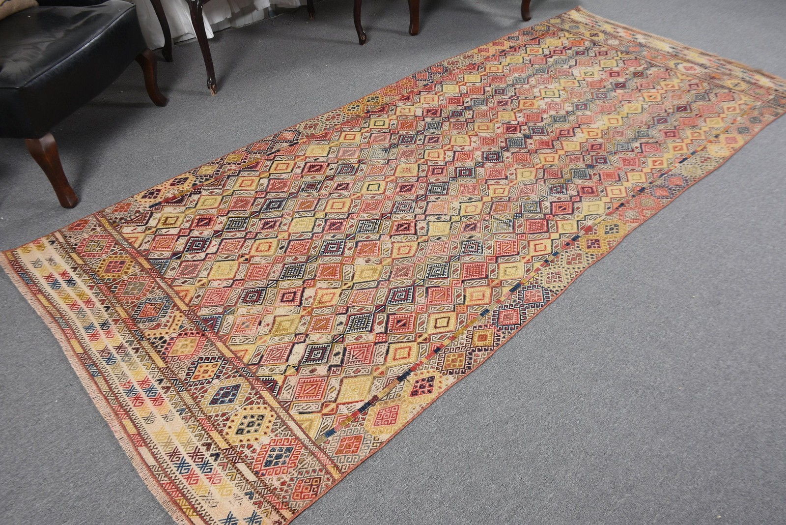 4,3×10 ft Vintage Turkish Rug, Large Rug, Red Wool Rug