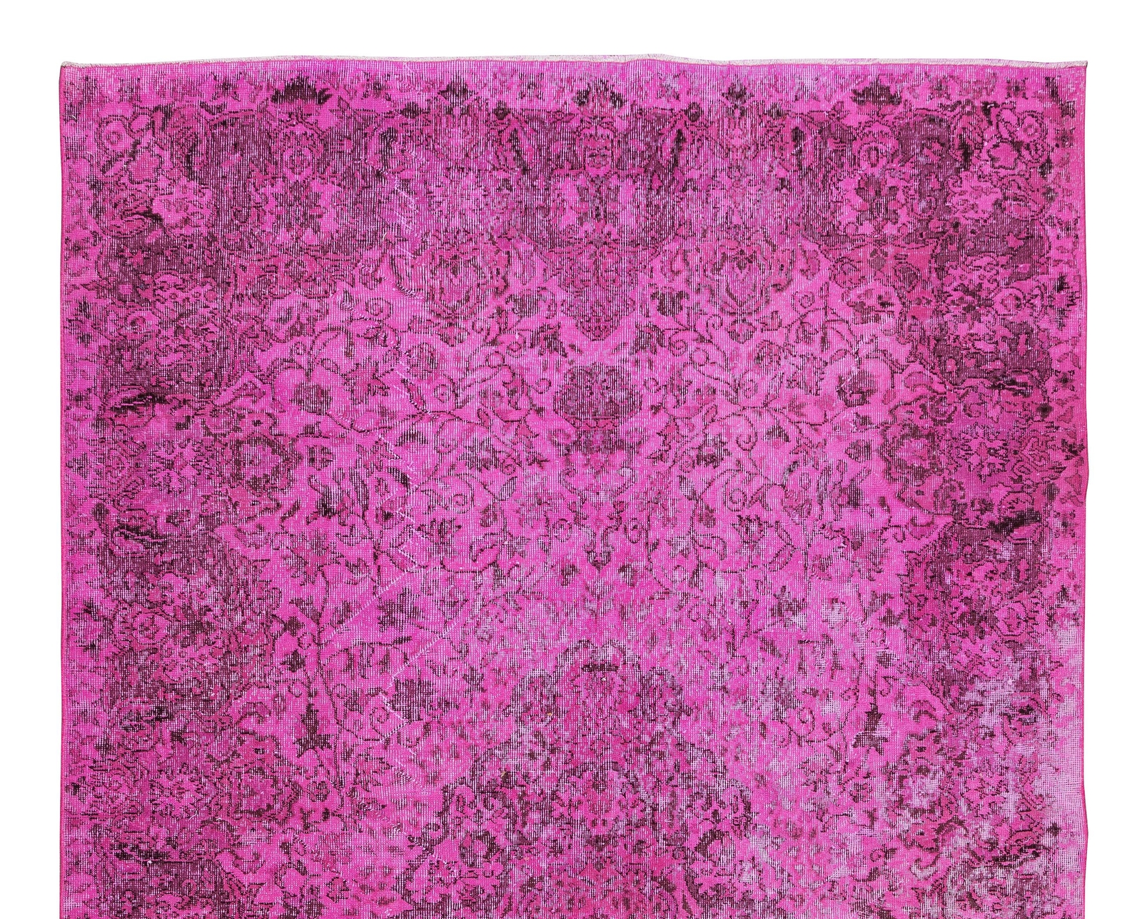 6.5×10.6 Ft Handmade Vintage Turkish Rug Over-Dyed in Pink with Medallion Design