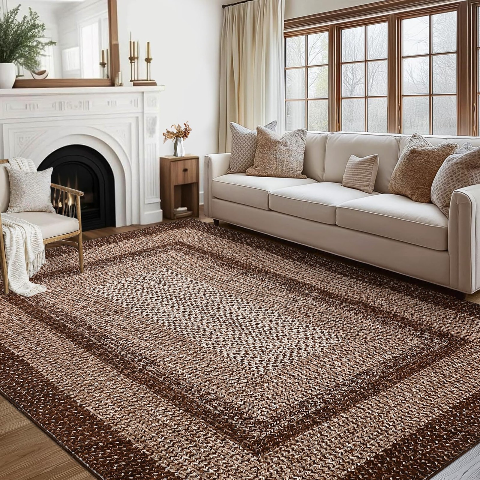 8×10 Area Rug Washable Large Living Room Rug Non Slip Farmhouse Rustic Floor …