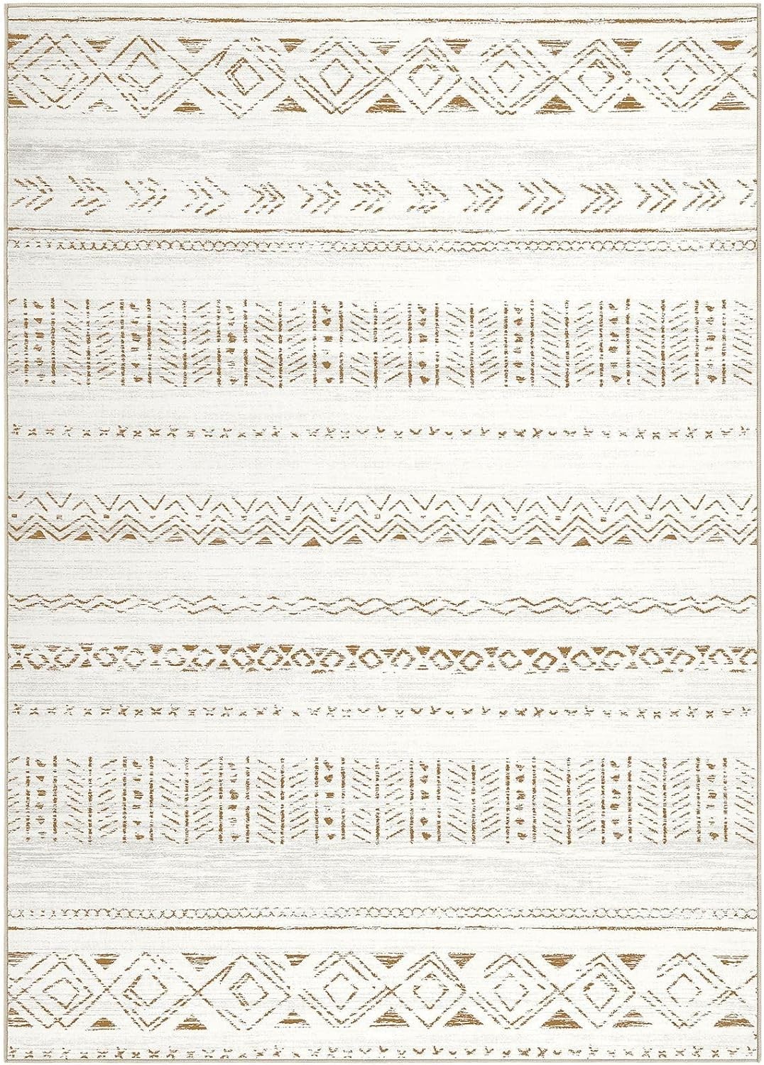 Versatile 5′ x 7′ Indoor Boho Rug: Soft, Stain-Resistant Carpet for All Rooms