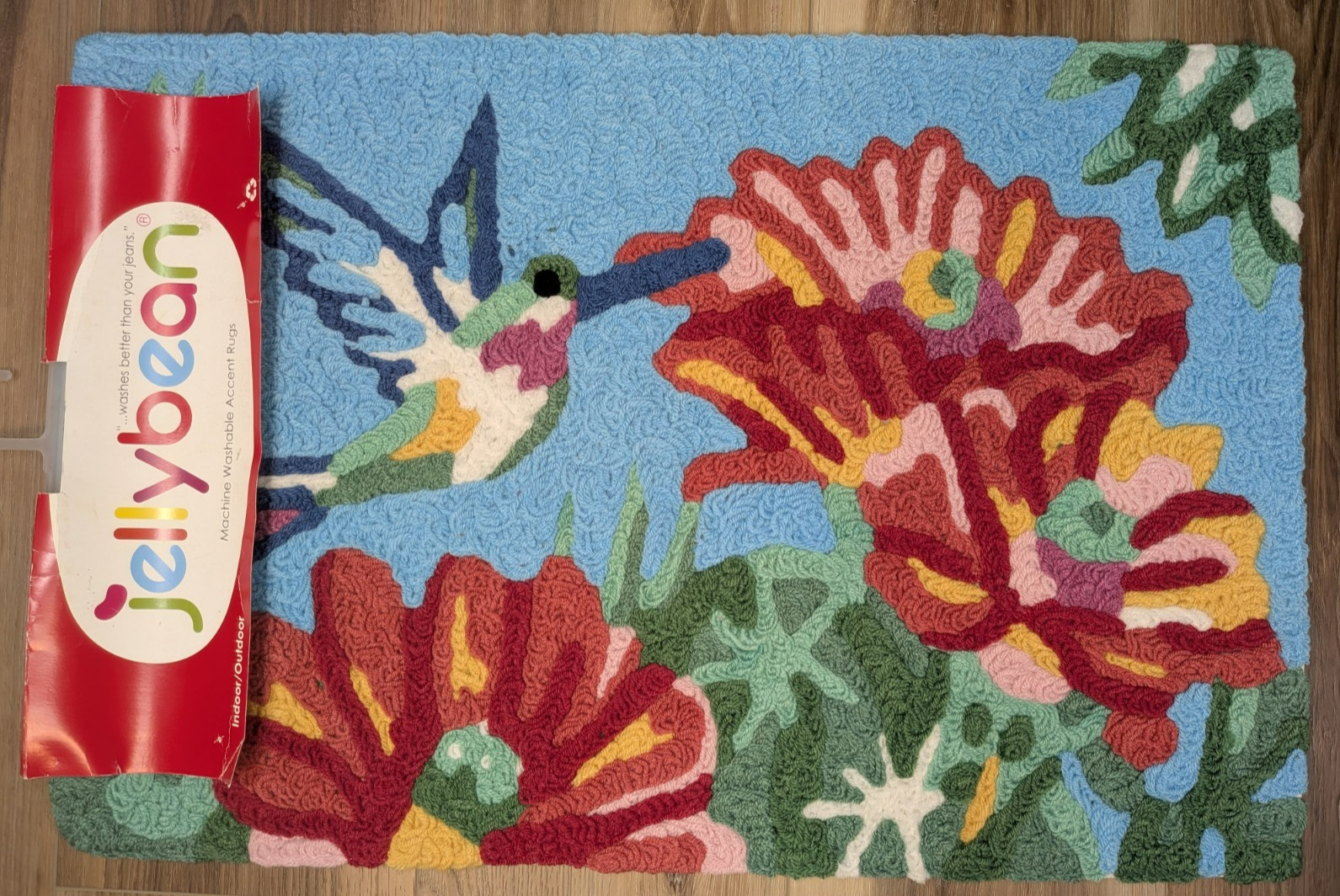 Jellybe 20″x30″ Blooming Cactus Hummingbird Washable Rug indoor/outdoor