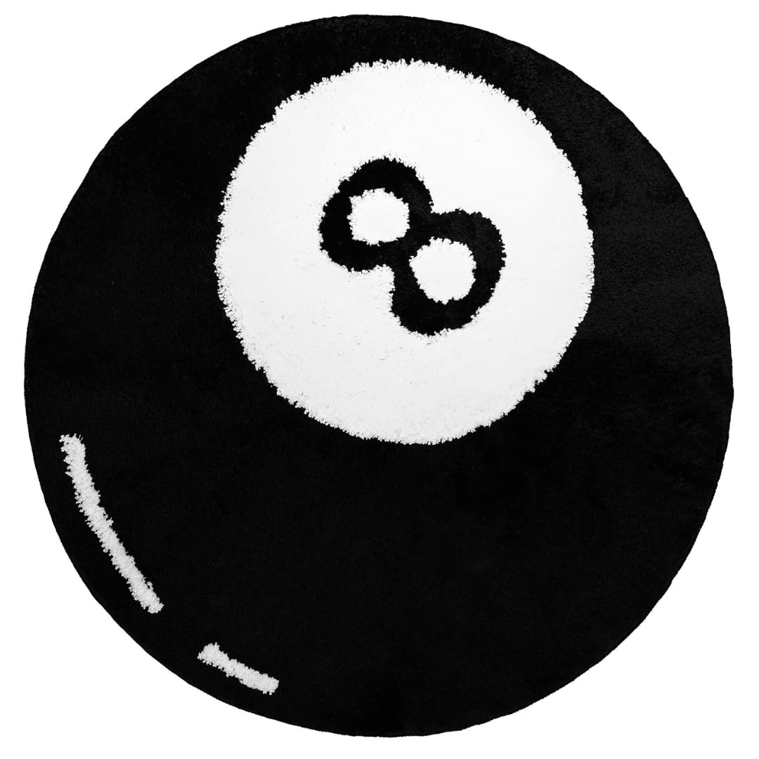 8 Ball Rug 24 Inch White Black Hypebeast Aesthetic Bedroom Y2K Room Decor