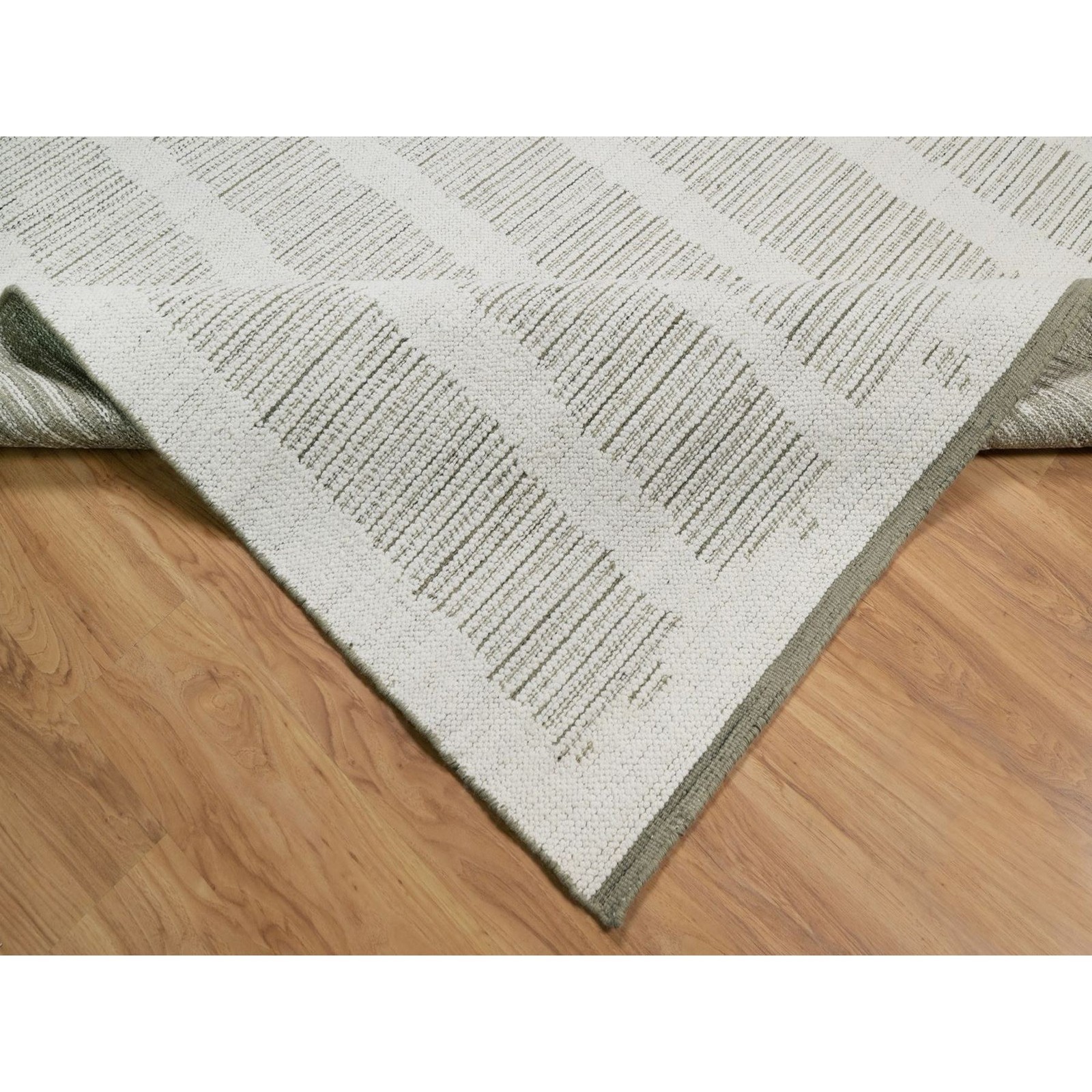 10′ x 14’1″ Ivory Flat Weave with Pile Rug Undyed Natural Wool Hand Woven R91736