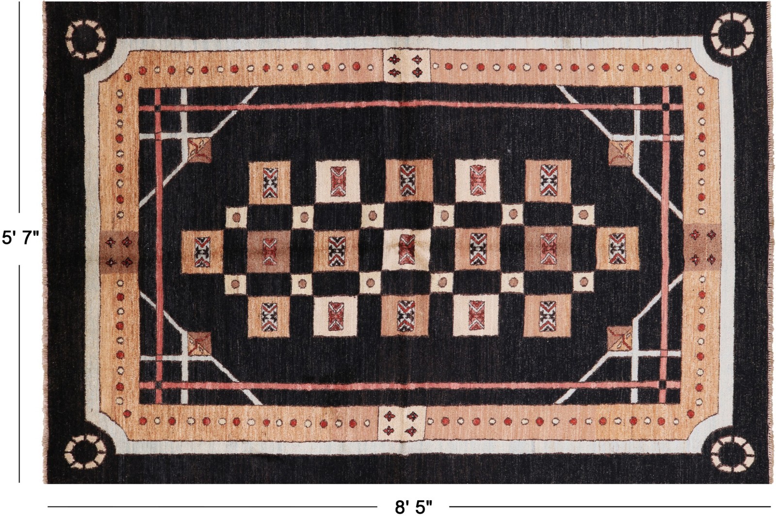 5′ 7″ X 8′ 5″ Gabbeh Hand Knotted Wool Area Rug – H8129