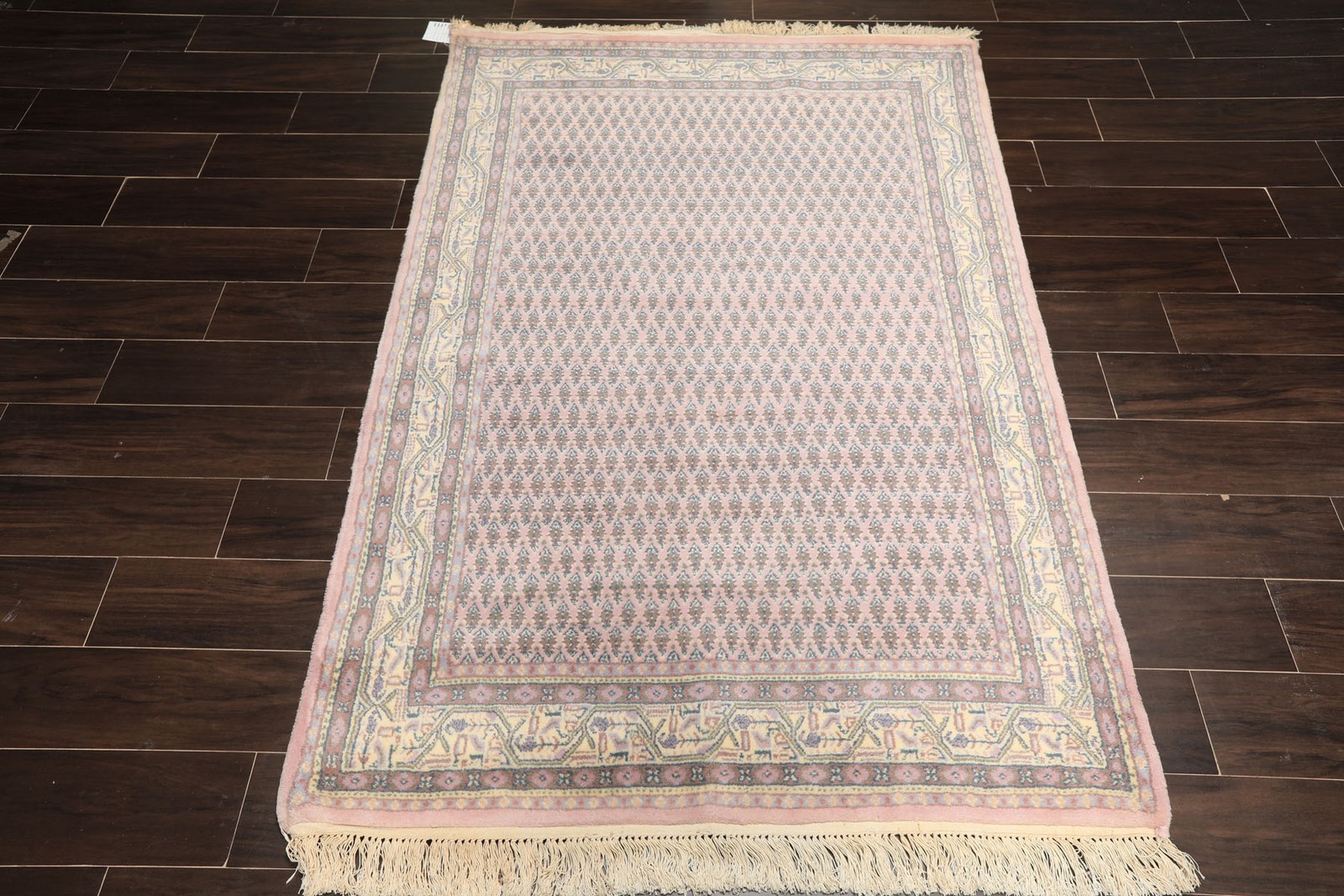 4×5’10” Hand Knotted Wool Lilac, Ivory Traditional Boteh Paisley Rug