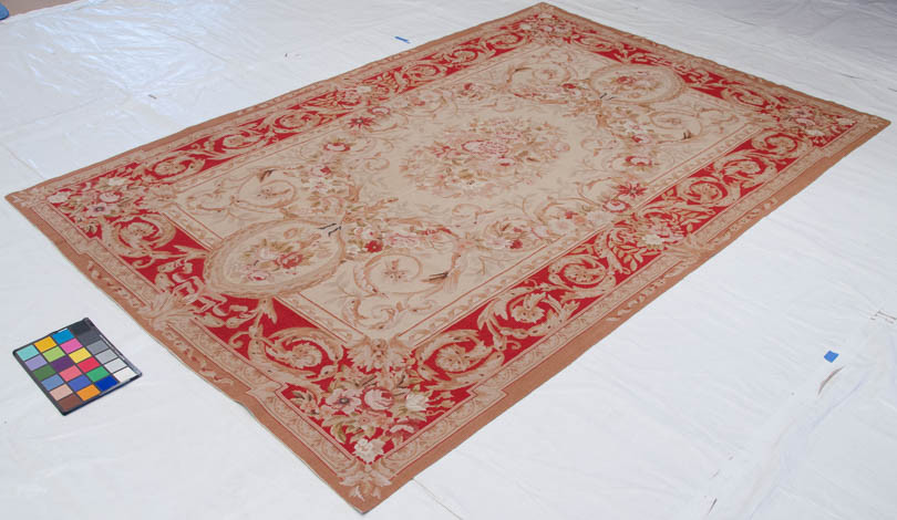 RRA 6×9 Fine Needlepoint French Aubusson Design Beige & Red Rug 14178