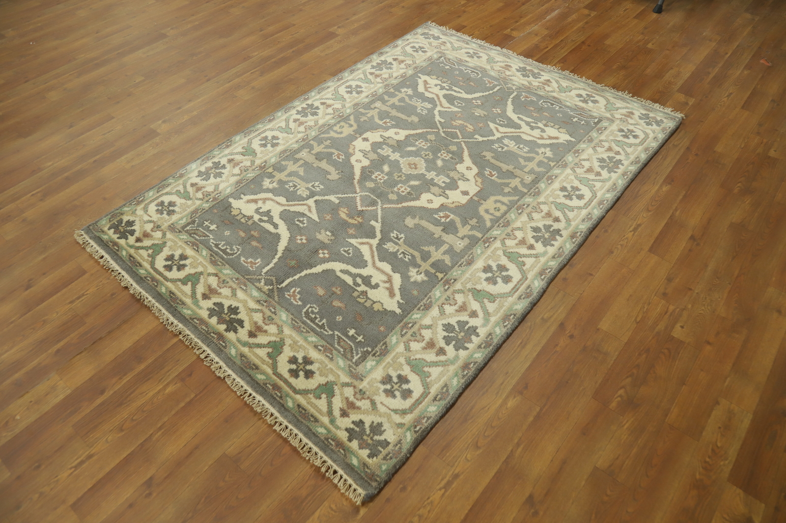 Exquisite Oushak Indian Wool Rug Handmade Bedroom 4×6 ft Gray Carpet