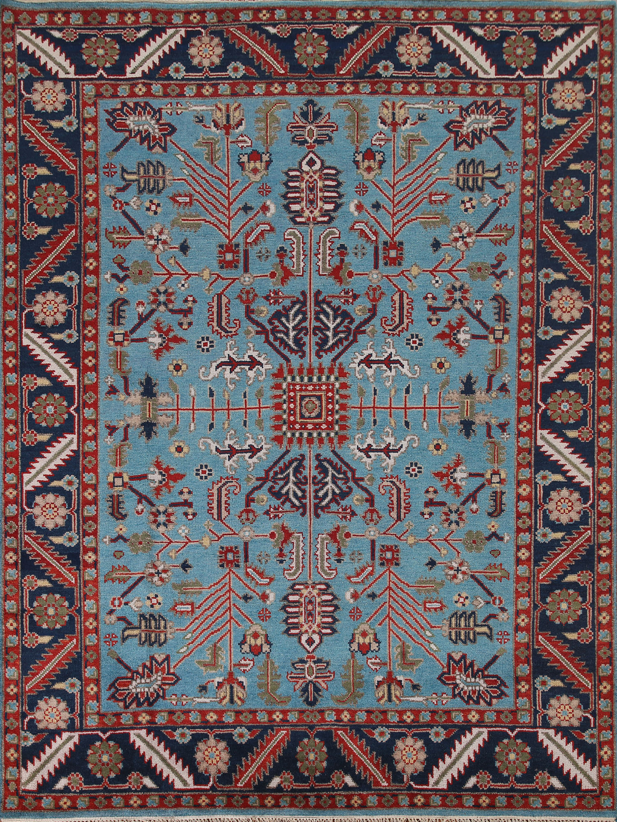 Blue/ Navy Blue Handcrafted Indian Living Room Rug Thick Plush 8×10 ft