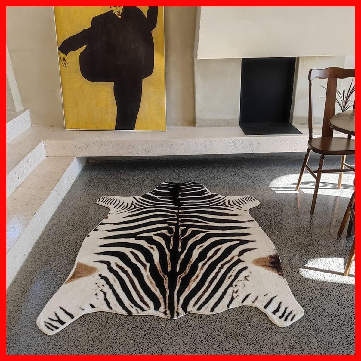 Rugoo Zebra Print Rug – 4.6 Ft X 6.6 Ft Black And White Animal Print Faux Fur