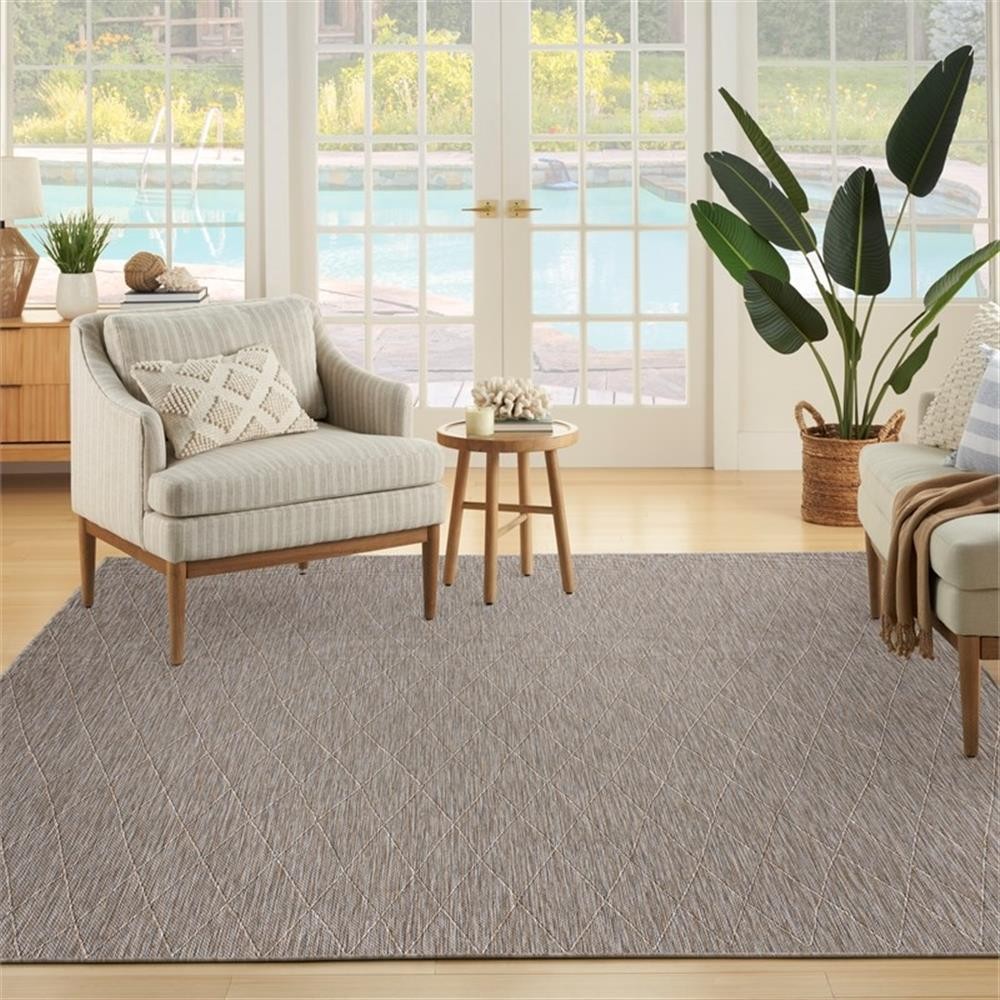 Pemberly Row 108″x144″ Polypropylene Fabric Rug in Gray/Mocha