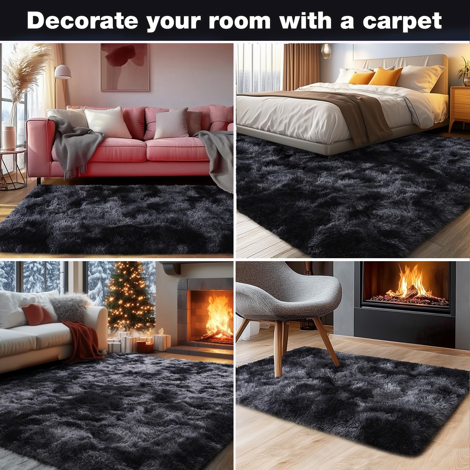 Best Rezutan Area Rugs 5×7 Living Room, Large Fluffy Rug for Bedroom, Soft Shag
