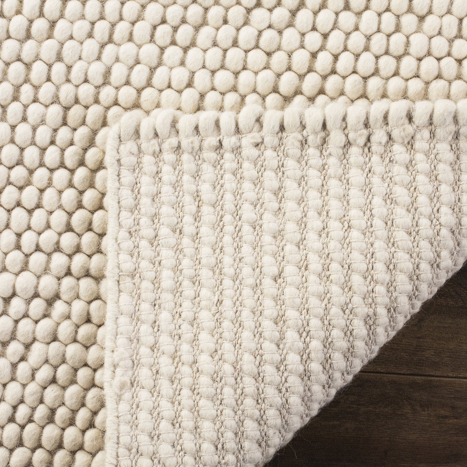 Area Rug 5×8 Ivory Handmade Wool Blend Textured Design NAT620A