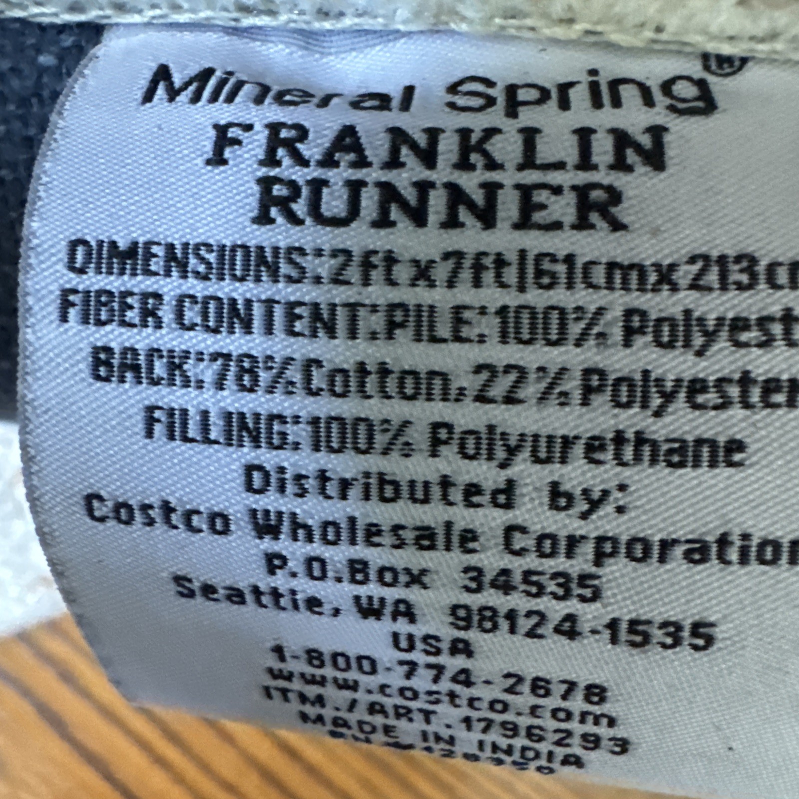 Mineral Spring Franklin Runner 2 Feet X 7 Feet.