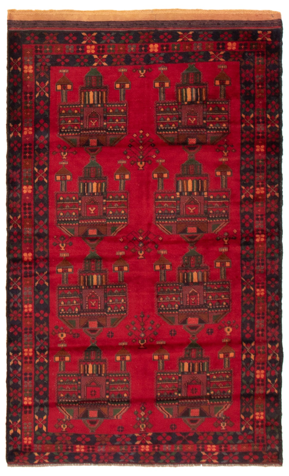 Vintage Dark Red Traditional 3’10” x 6’4″ Hand-Knotted Oriental Wool Area Rug