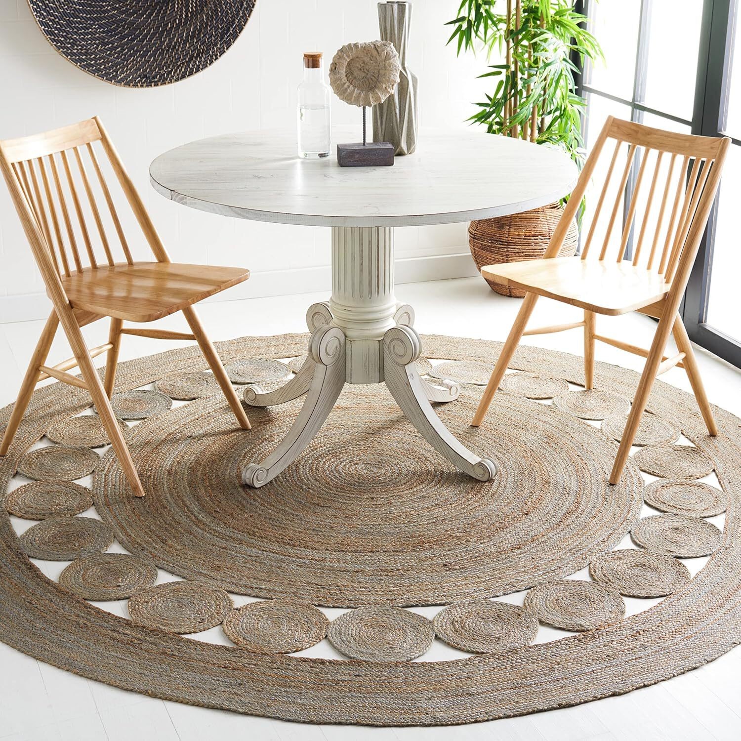Round Jute Rug for Living Room | Handwoven Braided Area Rug | Available in Multi