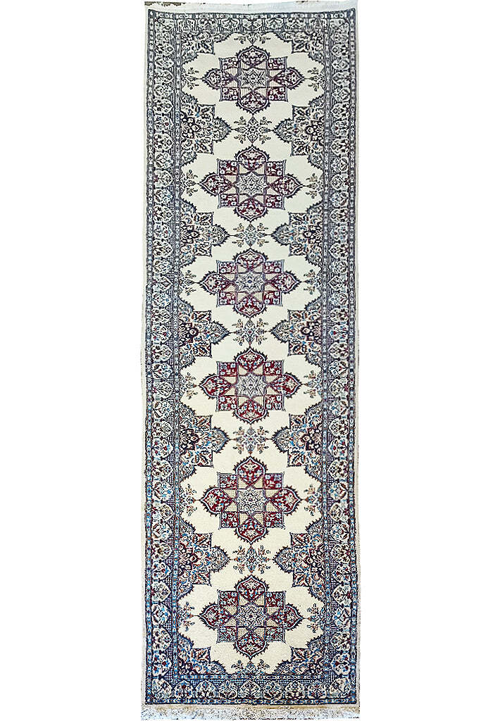 3×15 Runner Wool and Silk Traditional Nain Rug 400 KPSI #B-78916