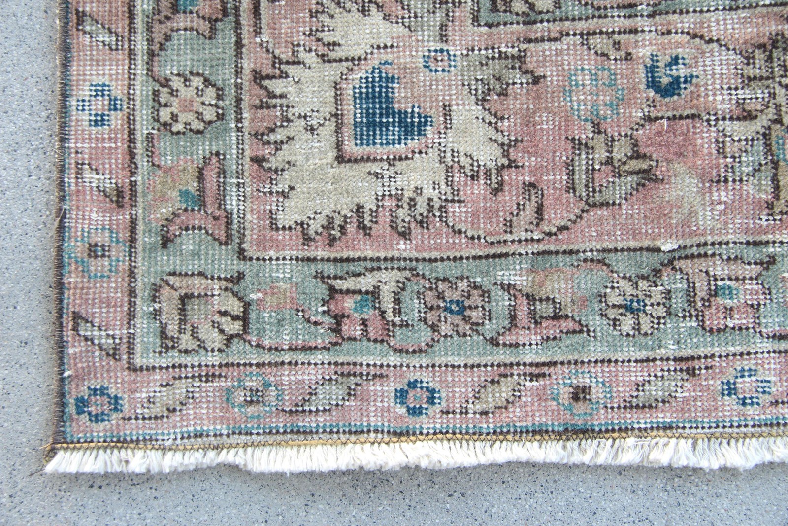 Vintage Turkish Rug, 8×11,2 ft Rug, Blue Oversize Polka dot Rug