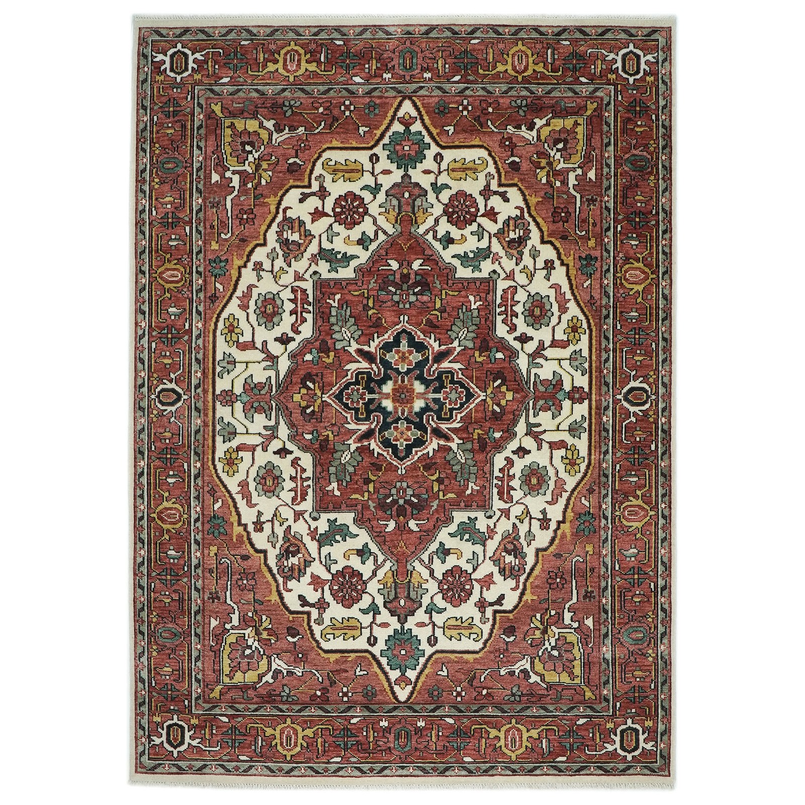 9’10″x13’9″ Hand Knotted Wool Rust Oushak Herizz Rug