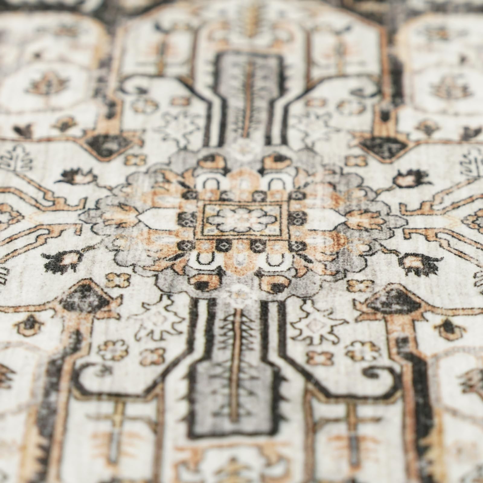 Black Washable Entryway Rug Soft Stain Resistant Distressed Carpet 3×4 FT