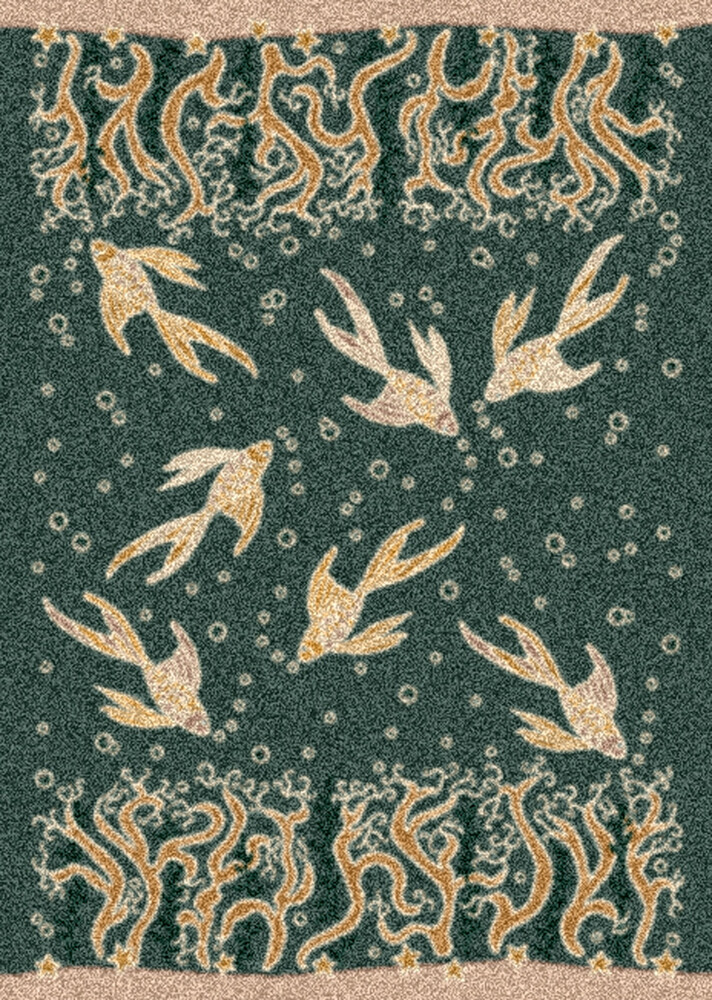3×5 Milliken Blue Nautical Fishes Area Rug Pisces II Aqua – Aprx 3′ 10″ x 5′ 4″