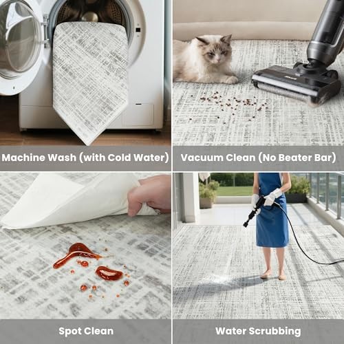 9×12 Area Rugs Washable Rug: Anti-Skid Abstract Modern Living Room Rug Soft
