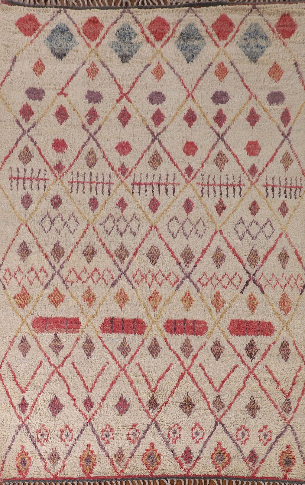 Ivory Moroccan Oriental Area Rug 7×10 Handmade Tribal Style Wool for Any Room