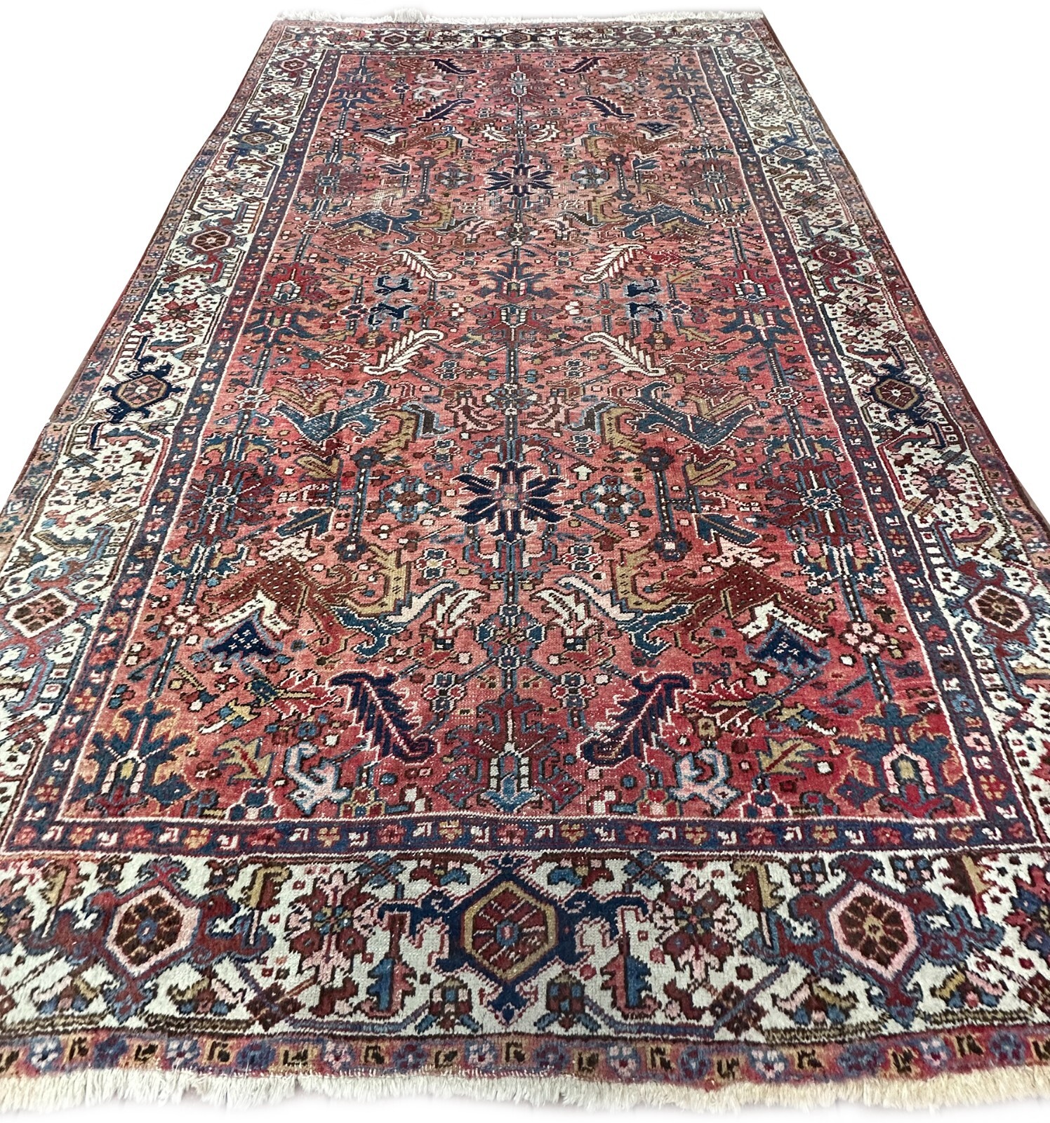 8×11 Antique Traditional Geometric Handmade Rose Wool Area Rug Classic Design