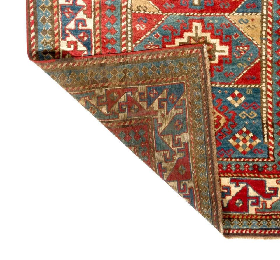 4×8 Ft Antique Caucasian Moghan Kazak Rug, 19th Century