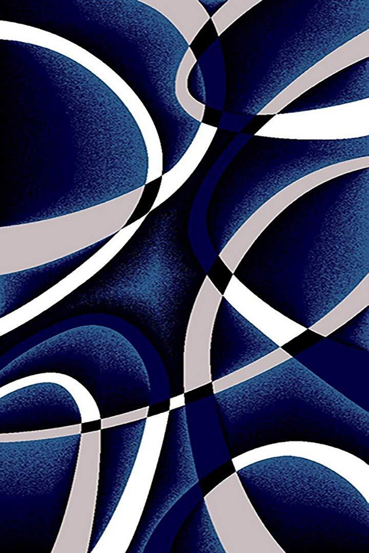 Premium Carved Modern Contemporary Abstract Rug 2305 Navy Blue 5’3”x7’6”