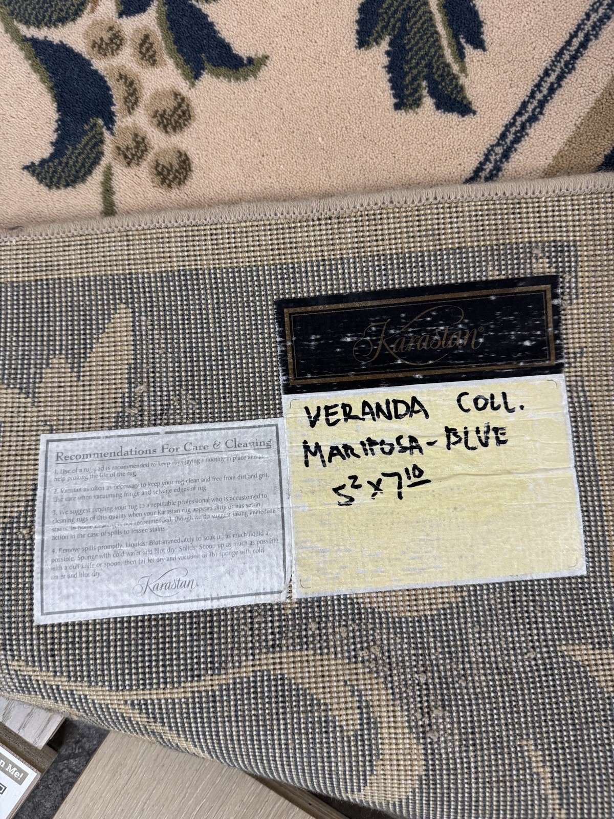 Karastan Veranda Coll. Mariposa-Blue 5’2×7’10 100% Wool area rug ::NEW::