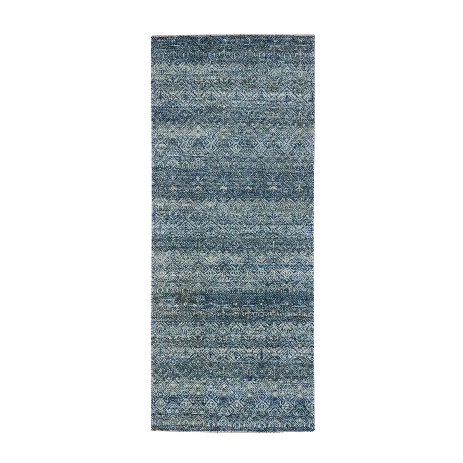 Hand Knotted Runner Rug 2’6″x6’1″ Ocean Blue Kohinoor Herat Pattern Wool R76876