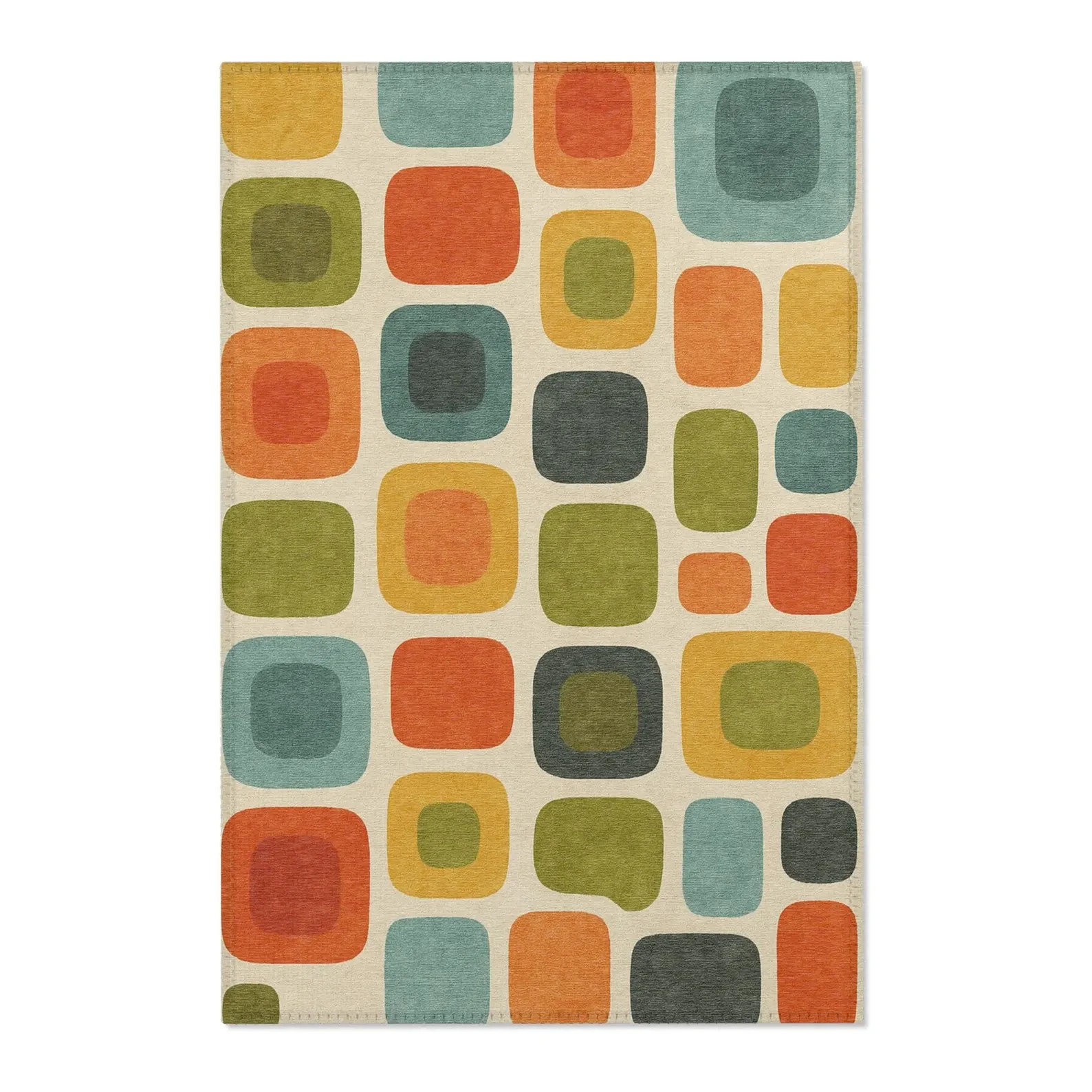 hand tufted Mid Century Modern Area Rug: Geometric Colorful Washable Carpet