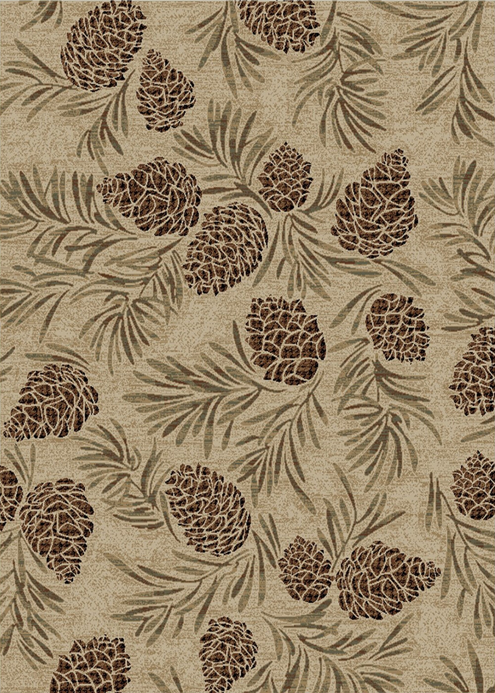 8×10 (7’10” x 9’10”) Lodge Cabin Pinecone Forest Area Rug **FREE SHIPPING**