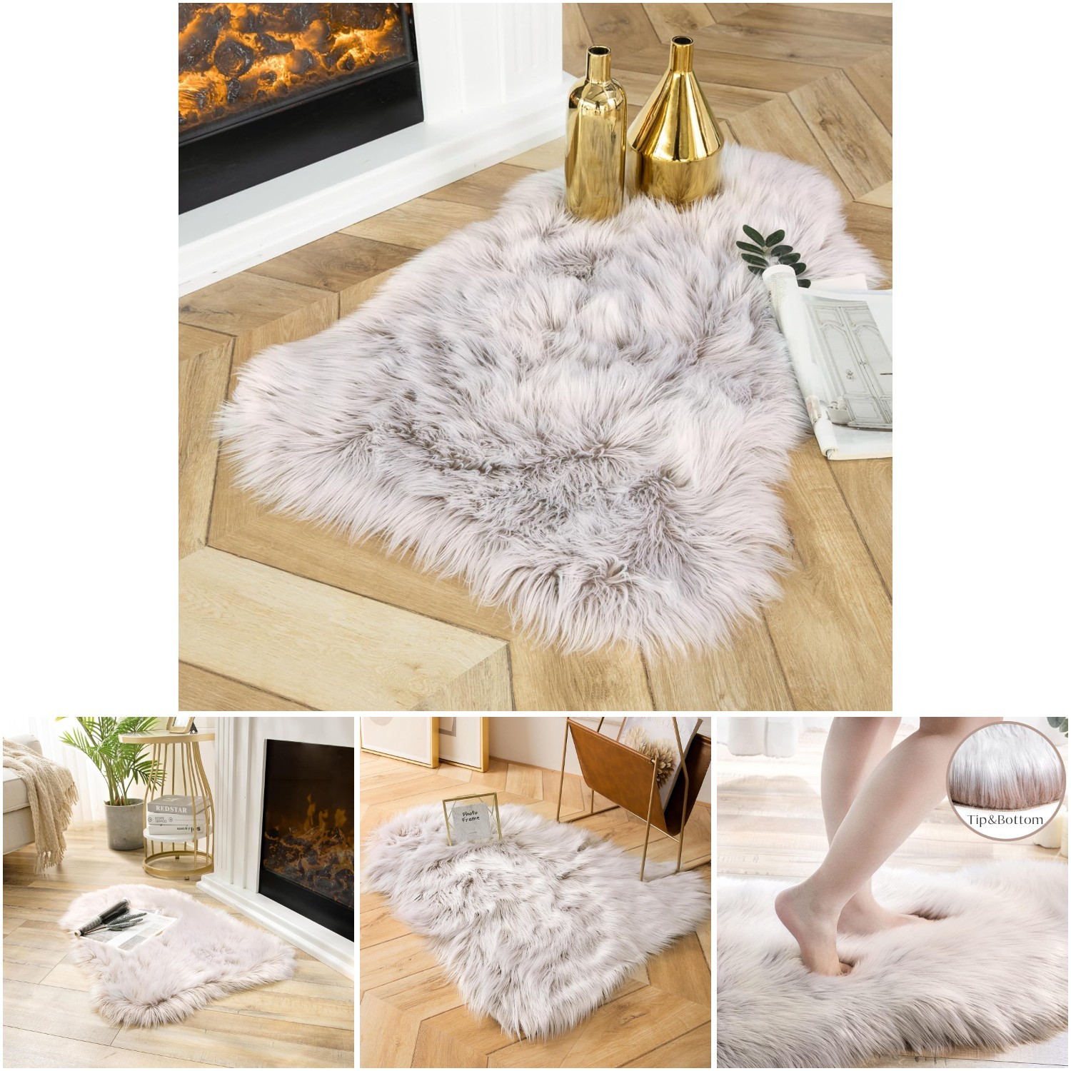Fluffy Shaggy 2×3 Feet Beige Fuzzy Machine Washable Area Rug Nursery Bedroom