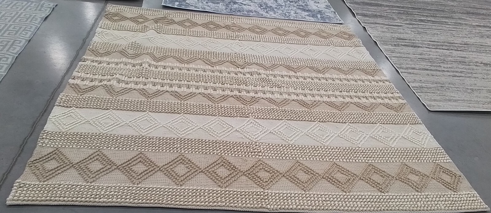 BEIGE / IVORY 8′-0″ x 8′-0″ Back Stain Rug, Reduced Price 1172760276 NAT102B-8SQ