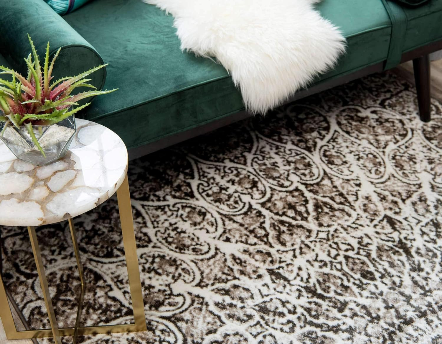 Sofia Collection Grace Area Rug 8′ x 10′ Brown/Ivory Elegant Design