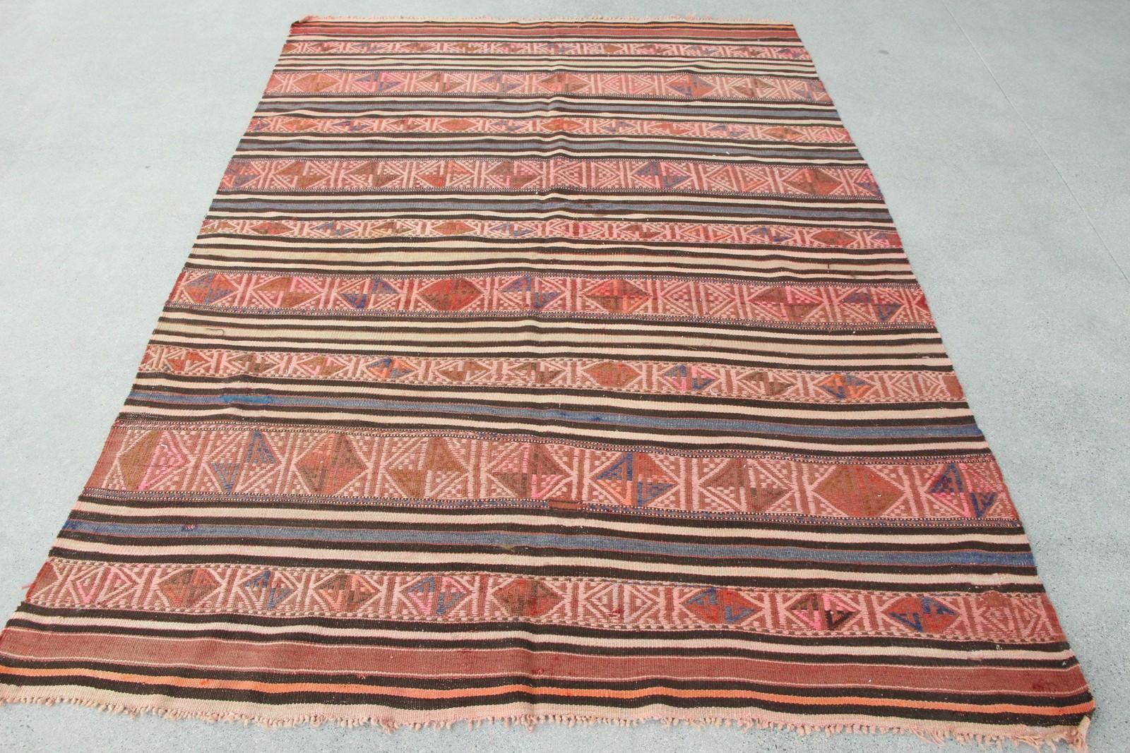 5,2×7,4 ft Turkish Area Rug, Vintage Red Floral Rug