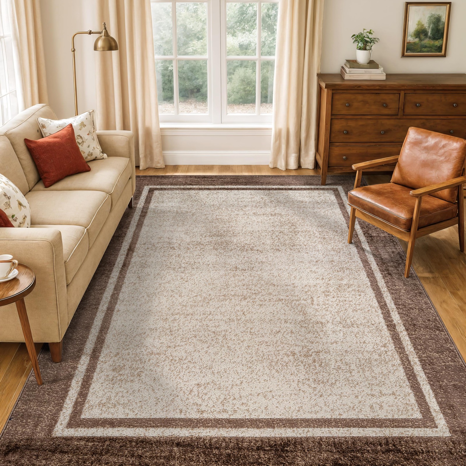 Modern Transitional Bordered Indoor Area Rug for Living Room,Bedroom,Kitchen …