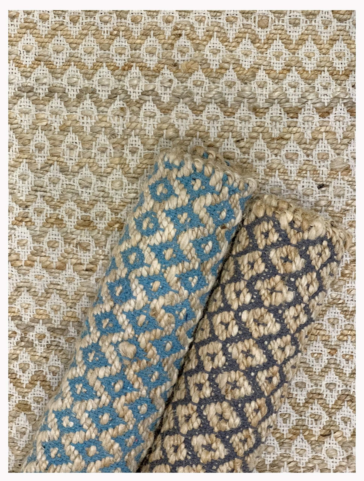 Jute Cotton Rug 24×36 Inches Natural Grey, Handwoven Small Farmhouse Diamond …