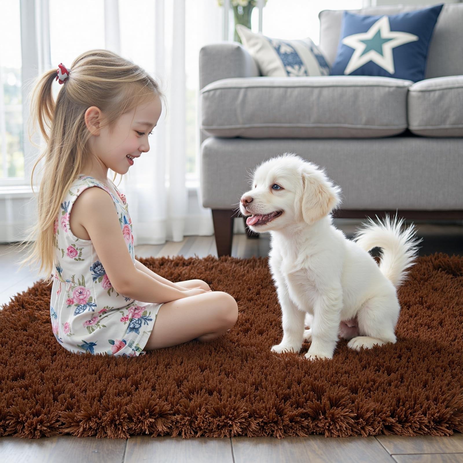 Small Coffee 2×3 Rugs Bedroom Soft Area Living Room Dorm Non Slip Shag Kids