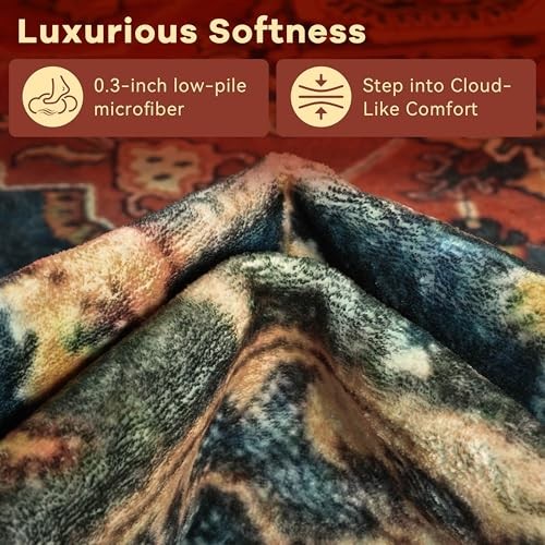 Area Rugs for Living Room 8×10 Machine Washable Rugs, Non Slip Floral Vintage